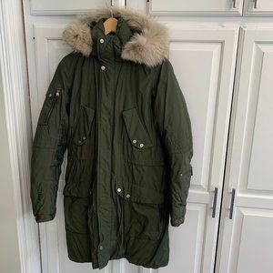 RLX by Ralph Lauren Women's Down Winter Jacket with Coyote Fur Trimmed Hood